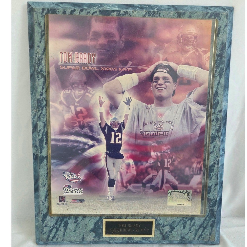 Tom Brady New England Patriots Super Bowl XXXVI 36 MVP Plaque Photo File NFL